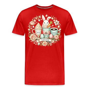 Lapin de Pâques Café Latte Macchiato de Pâques Design - T-shirt bio Premium Homme - rouge - Devant - Damien (186cm)