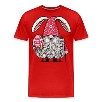 Gnome de Pâques avec œuf et oreilles de lapin - T-shirt bio Premium Homme - rouge - Devant - Damien (186cm)