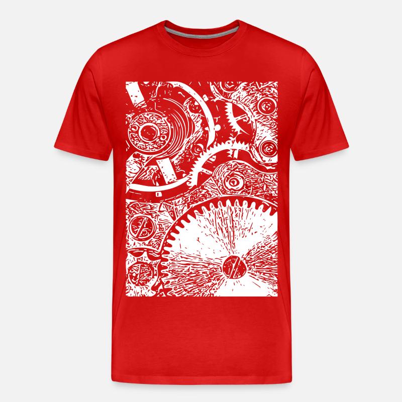 Zahnrad Clockwork Muster - Männer Premium Bio T-Shirt - Rot