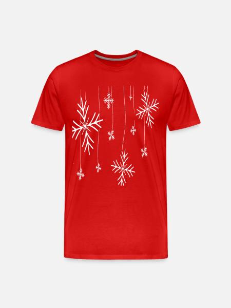 Hängende Schneeflocken Muster - Männer Premium Bio T-Shirt - Rot