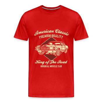 Muscle car américain KingRoad - T-shirt bio Premium Homme - rouge - Devant - Damien (186cm)