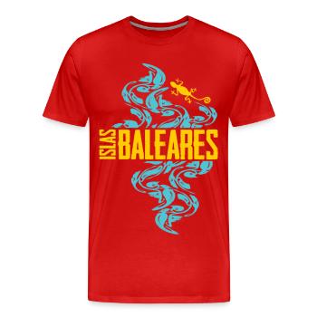 Balearic Islands Waves Pattern - Men's Premium Organic T-Shirt - red - Front - Damien (186cm)