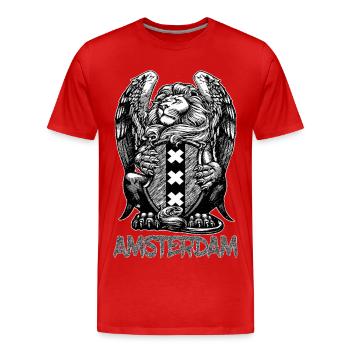 Lion Amsterdam - T-shirt bio Premium Homme - rouge - Devant - Damien (186cm)