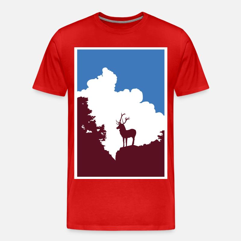 Hirschsprung crazy - Männer Premium Bio T-Shirt - Rot