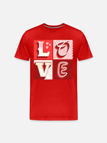 Amore Amore Scrittura Cuore Partner Coppia Innamorata - Maglietta ecologica premium da uomo - rosso