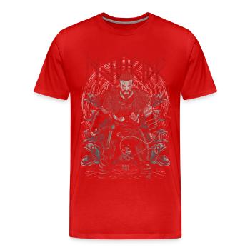 Njörðr - Dieu nordique de la mer et de la richesse - T-shirt bio Premium Homme - rouge - Devant - Damien (186cm)