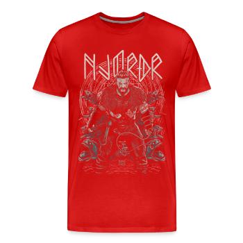 Njörðr - Dieu nordique de la mer et de la richesse - T-shirt bio Premium Homme - rouge - Devant - Damien (186cm)