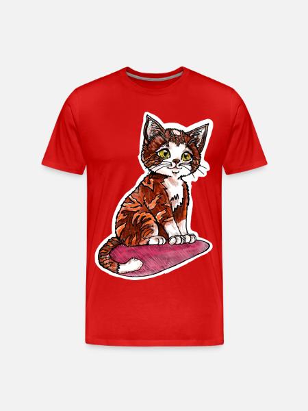 Small reddish-brown tiger cat - Men's Premium Organic T-Shirt - red