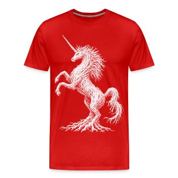 Gruseliger Einhornbaum Dark Fantasy Kunst Natur Liebhaber - Männer Premium Bio T-Shirt - Rot - Vorne - Damien (186cm)