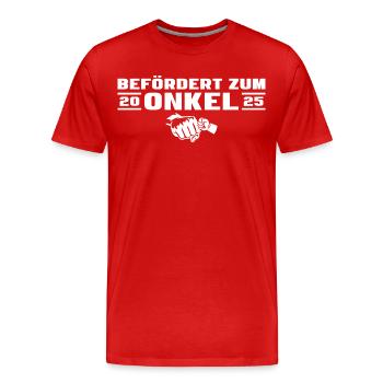 Zum Onkel 2025 befördert Babyparty - Männer Premium Bio T-Shirt - Rot - Vorne - Damien (186cm)