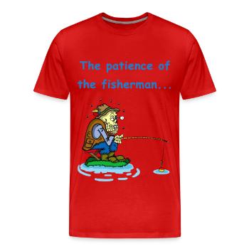 The Fisherman's Patience - Men's Premium Organic T-Shirt - red - Front - Damien (186cm)