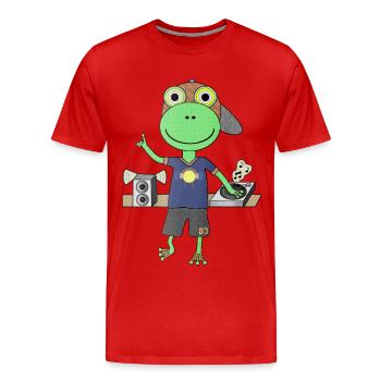 Frosch DJ Beats aus dem Sumpf - Männer Premium Bio T-Shirt - Rot - Vorne - Damien (186cm)