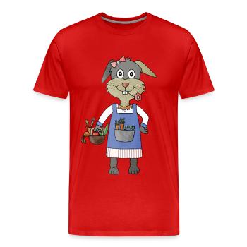 Un lapin avec des carottes dans un panier - T-shirt bio Premium Homme - rouge - Devant - Damien (186cm)