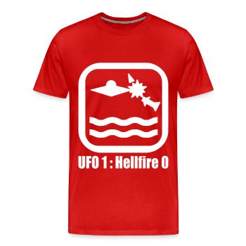UFO Rocket White 1:0 Meme T-Shirt - Men's Premium Organic T-Shirt - red - Front - Damien (186cm)