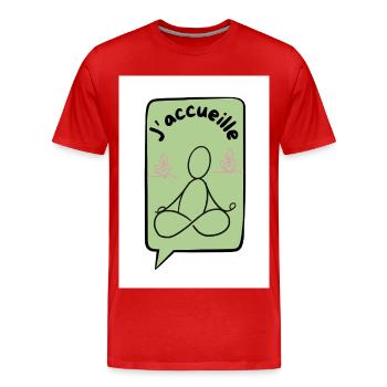 Ich begrüße ocker - Männer Premium Bio T-Shirt - Rot - Vorne - Damien (186cm)