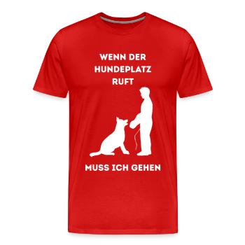 Wenn_der_Hundeplatz_ruft- - Männer Premium Bio T-Shirt - Rot - Vorne - Damien (186cm)