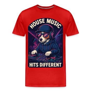 Jack Russell Terrier DJ Turntables House Gift - Men's Premium Organic T-Shirt - red - Front - Damien (186cm)