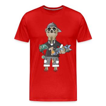 Savannen_Skater_Erdmaennchen - Männer Premium Bio T-Shirt - Rot - Vorne - Damien (186cm)