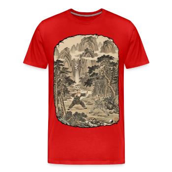 Tradition du Kung-Fu - T-shirt bio Premium Homme - rouge - Devant - Damien (186cm)