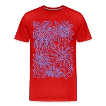 Blütenmuster - Männer Premium Bio T-Shirt - Rot - Vorne - Damien (186cm)