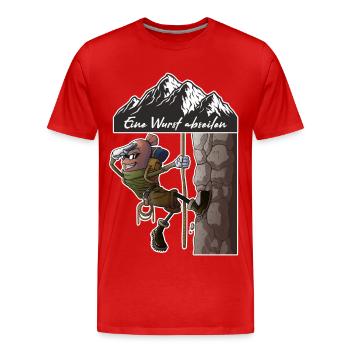 Eine Wurst abseilen - Männer Premium Bio T-Shirt - Rot - Vorne - Damien (186cm)