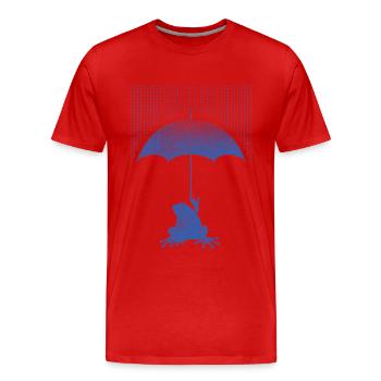 Frosch mit Regenschirm im Regen - Männer Premium Bio T-Shirt - Rot - Vorne - Damien (186cm)