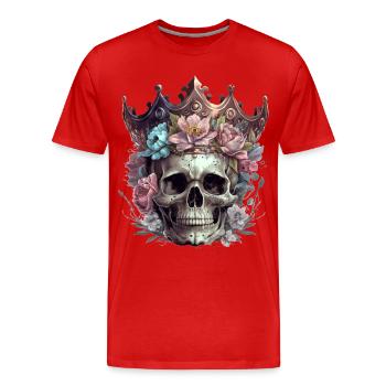 Crâne avec couronne - T-shirt bio Premium Homme - rouge - Devant - Damien (186cm)