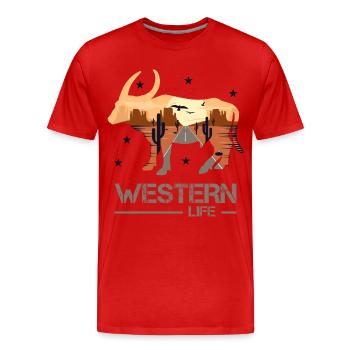 un film western - T-shirt bio Premium Homme - rouge - Devant - Damien (186cm)