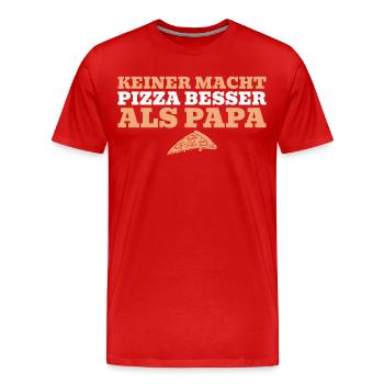 Pizzabäcker Keiner macht Pizza besser als Papa - Männer Premium Bio T-Shirt - Rot - Vorne - Damien (186cm)