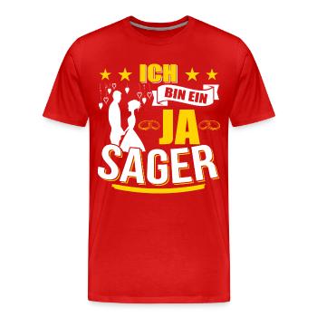 Ich bin ein JA sager - Männer Premium Bio T-Shirt - Rot - Vorne - Damien (186cm)