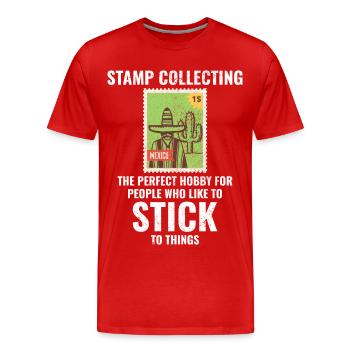 Stamp Collecting Collector Philatelist - Men's Premium Organic T-Shirt - red - Front - Damien (186cm)