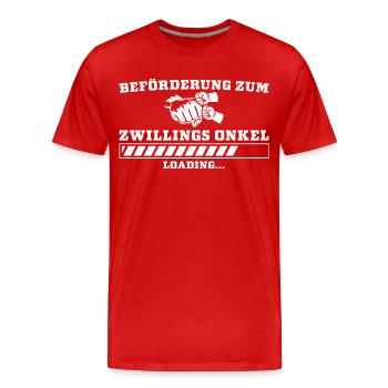 Zwillings Onkel Schwangerschaft ankündigen - Männer Premium Bio T-Shirt - Rot - Vorne - Damien (186cm)