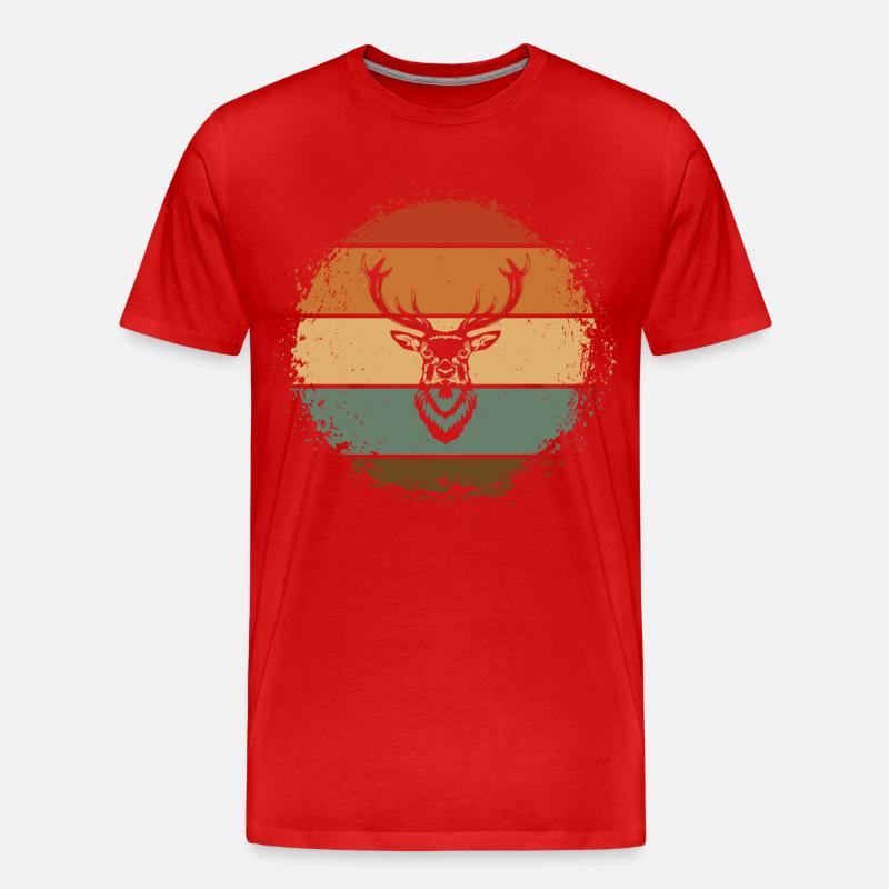 Hirsch Hirschgeweih Geweih - Männer Premium Bio T-Shirt - Rot