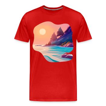 Sunrise Sea Island Holiday - Men's Premium Organic T-Shirt - red - Front - Damien (186cm)