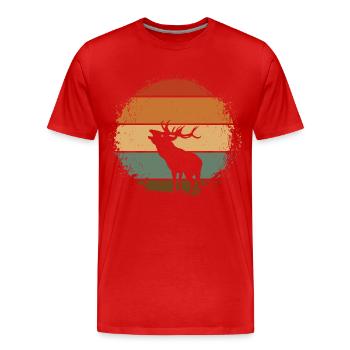 Hirsch - Männer Premium Bio T-Shirt - Rot - Vorne - Damien (186cm)