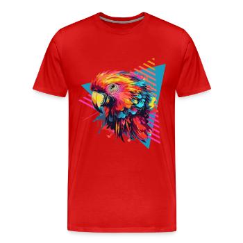 Bunter Papagei Farbspritzer - Männer Premium Bio T-Shirt - Rot - Vorne - Damien (186cm)