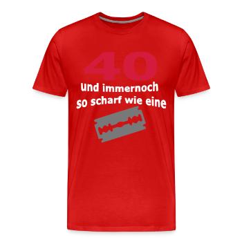 40. Geburtstag – 40 scharf wie eine Rasierklinge - Männer Premium Bio T-Shirt - Rot - Vorne - Damien (186cm)