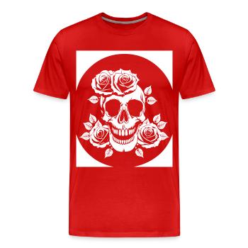 Horror Skull Skull Art Skull Gothic Heavy Metal - Men's Premium Organic T-Shirt - red - Front - Damien (186cm)