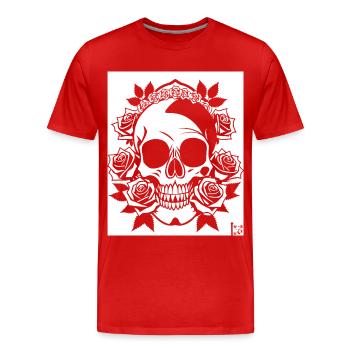 Horror Schädel Schädel Kunst Schädel Gothic Heavy Metal - Männer Premium Bio T-Shirt - Rot - Vorne - Damien (186cm)