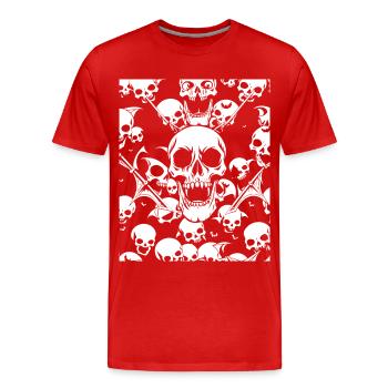 Horror Skull Skull Art Skull Gothic Heavy Metal - Men's Premium Organic T-Shirt - red - Front - Damien (186cm)