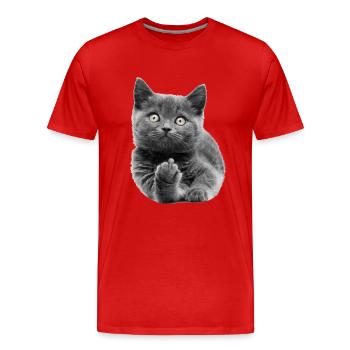 Fuck Off Cat - Männer Premium Bio T-Shirt - Rot - Vorne - Damien (186cm)