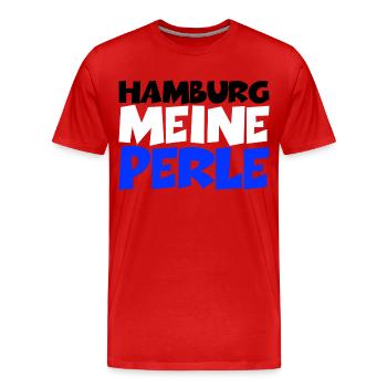 Hamburg meine Perle - Männer Premium Bio T-Shirt - Rot - Vorne - Damien (186cm)