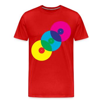 Vinyl Records (Diagonal) - Men's Premium Organic T-Shirt - red - Front - Damien (186cm)