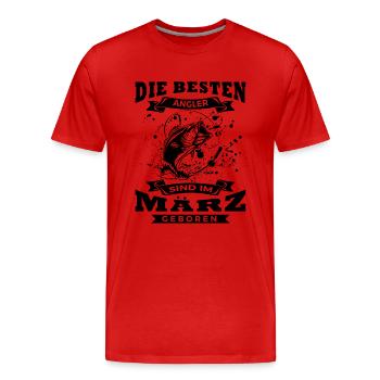 Angler März - Männer Premium Bio T-Shirt - Rot - Vorne - Damien (186cm)
