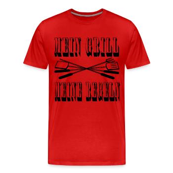 mein Grill meine Regeln - Männer Premium Bio T-Shirt - Rot - Vorne - Damien (186cm)