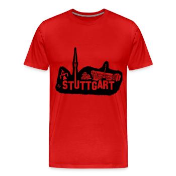 STUTTGART - T-shirt bio Premium Homme - rouge - Devant - Damien (186cm)