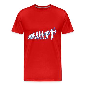 Evolution Bogenschießen - Männer Premium Bio T-Shirt - Rot - Vorne - Damien (186cm)