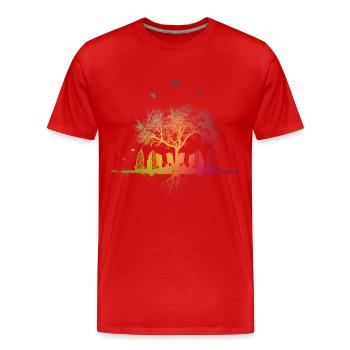 Nature colorées racines des arbres gratte-ciel City Bird Maison - T-shirt bio Premium Homme - rouge - Devant - Damien (186cm)