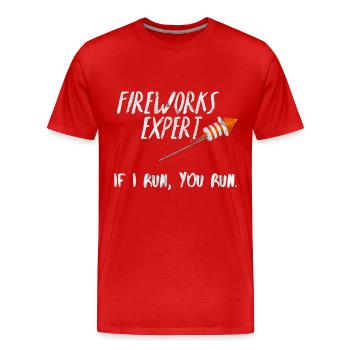 Feux d'artifice feux d'artifice experts idée cadeau Nouvel An - T-shirt bio Premium Homme - rouge - Devant - Damien (186cm)