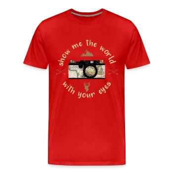 Show me the world - T-shirt bio Premium Homme - rouge - Devant - Damien (186cm)